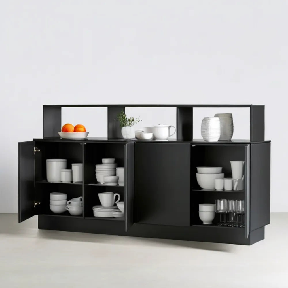 Czarny mebel do jadalni z półkami MDF 160 x 40 x 120 cm